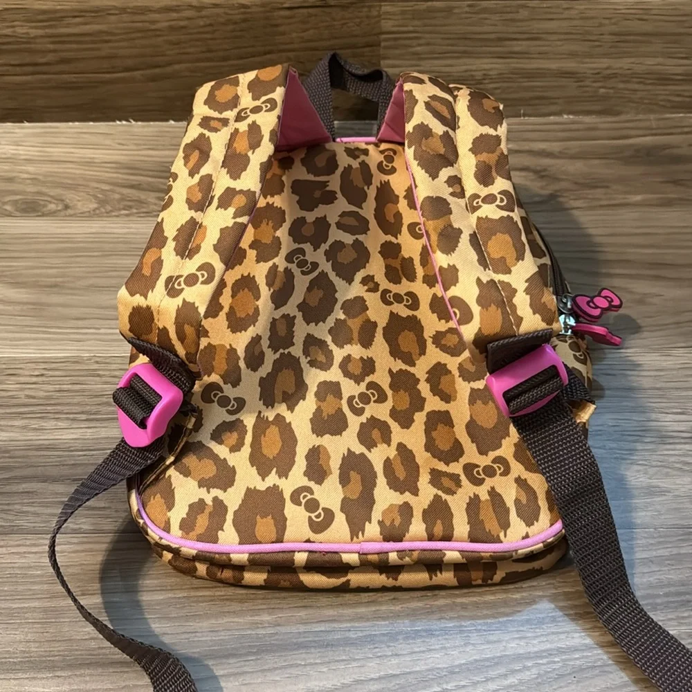 Hello Kitty 2014 Sanrio Mini Leopard Pink Brown Tan Bows Coated Canvas Bag